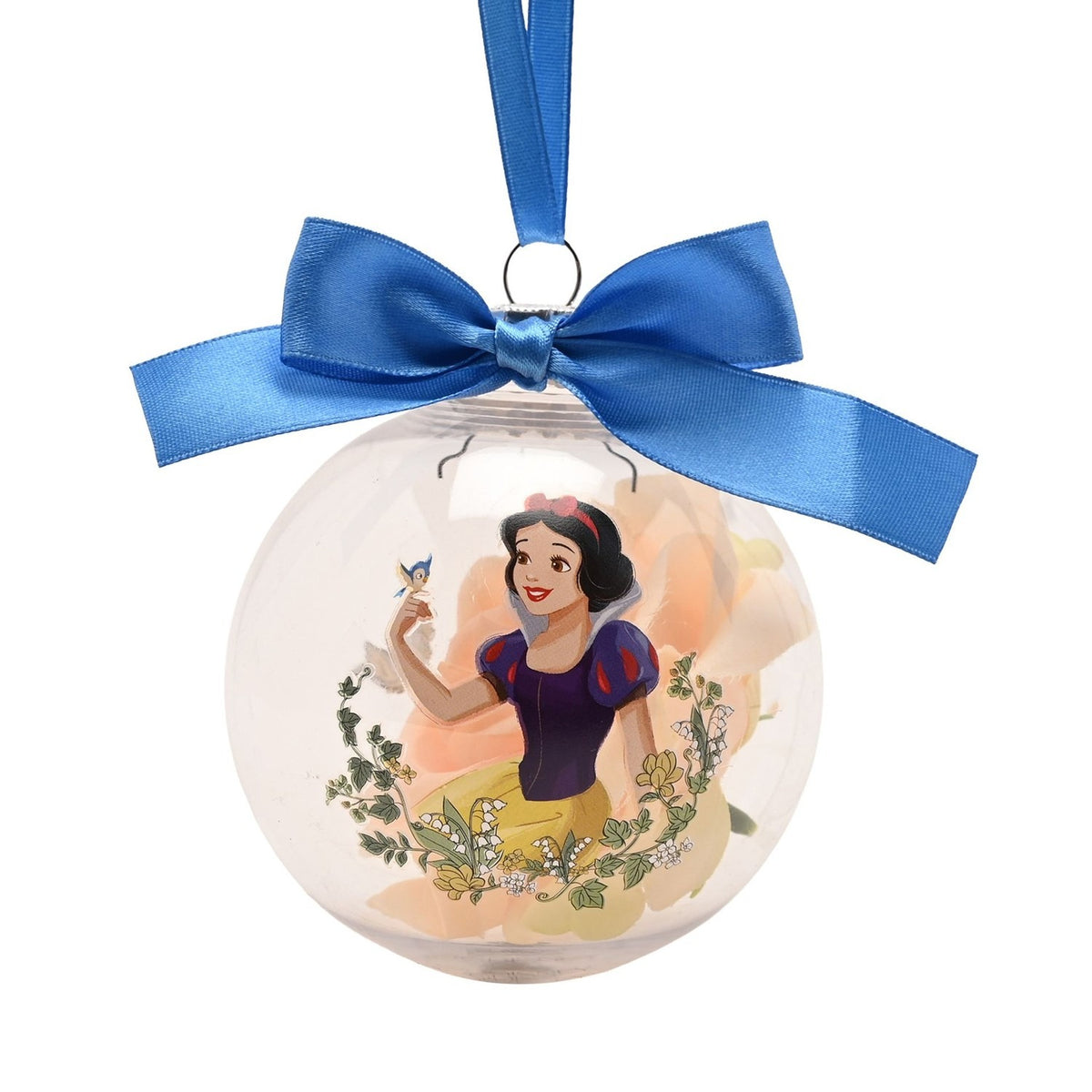 Snow White Princess Bauble with Faux Flowers - Clear & Blue
