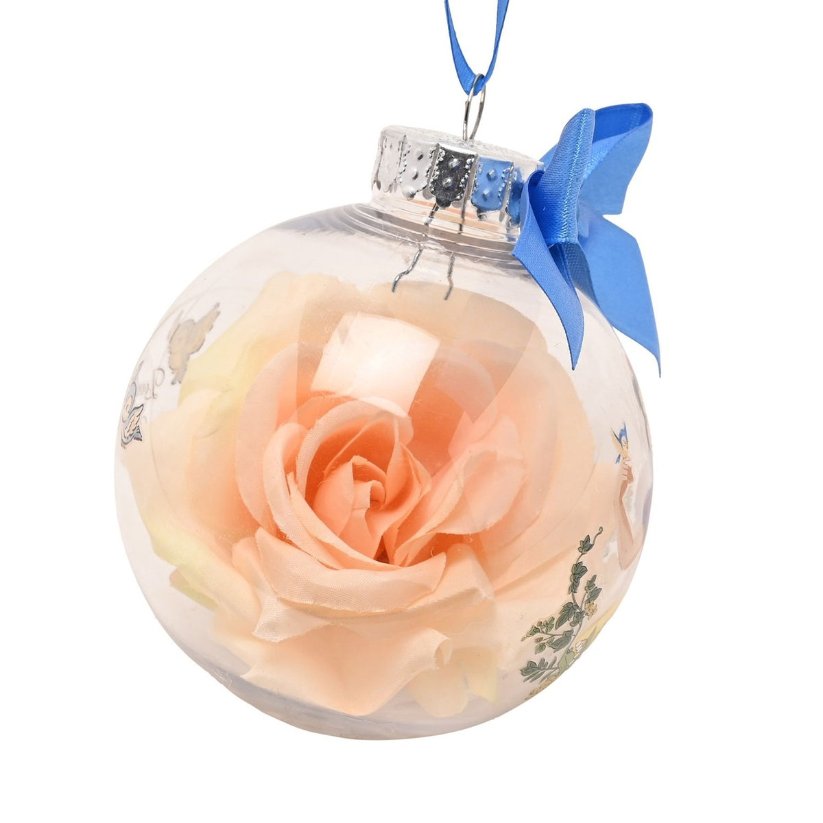 Snow White Princess Bauble with Faux Flowers - Clear & Blue