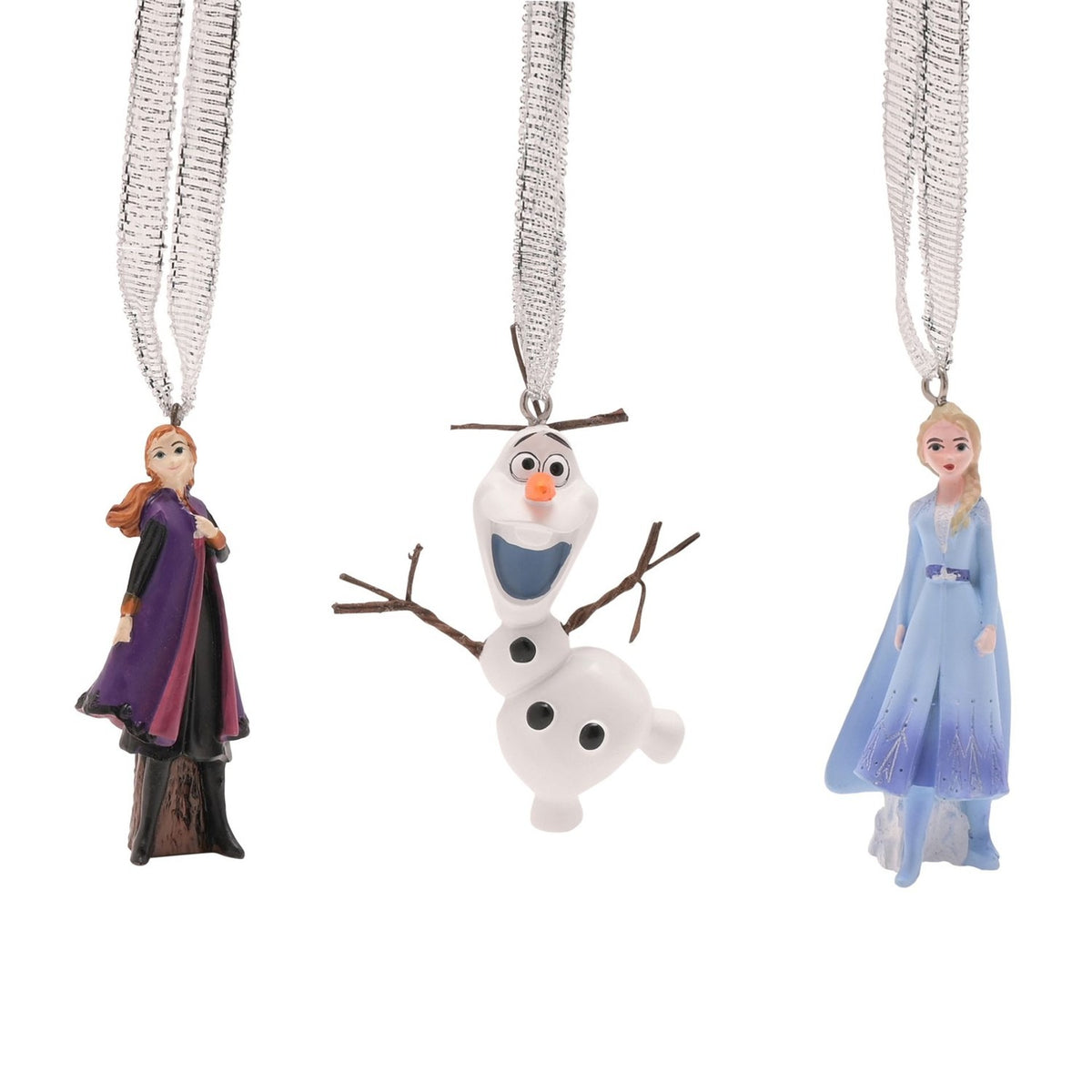 Set of 3 Frozen Hanging Resin Christmas Tree Decorations