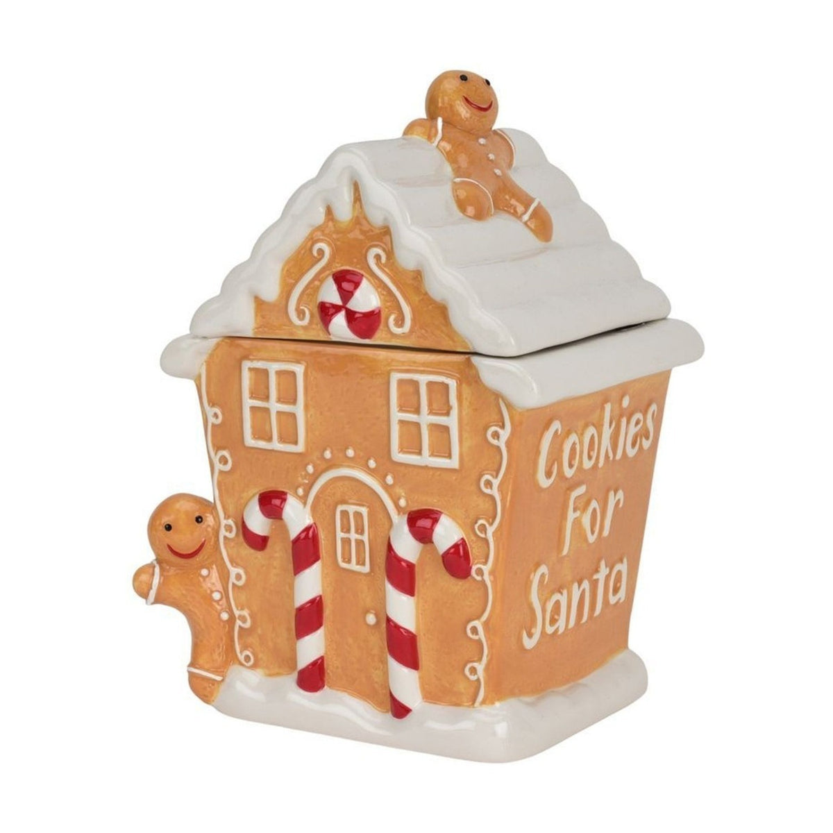 Cookies For Santa Gingerbread Ceramic Biscuit Barrel - Orange