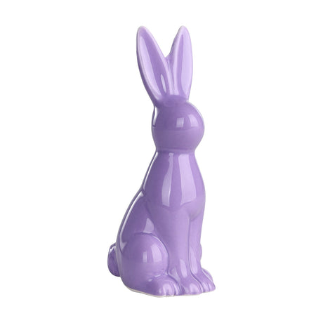 Yaypan Ceramic Rabbit Ornament in lilac, a sitting rabbit figurine with tall upright ears and a glossy ceramic finish, shown on a plain white background.
