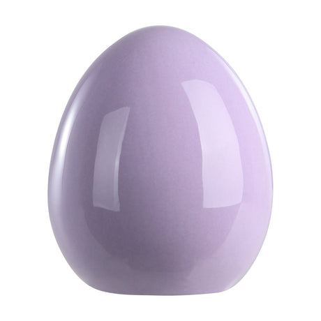Yaypan Decorative Egg in lilac, a small glossy ceramic egg-shaped ornament with a rounded base and narrowing top, shown on a plain white background.
