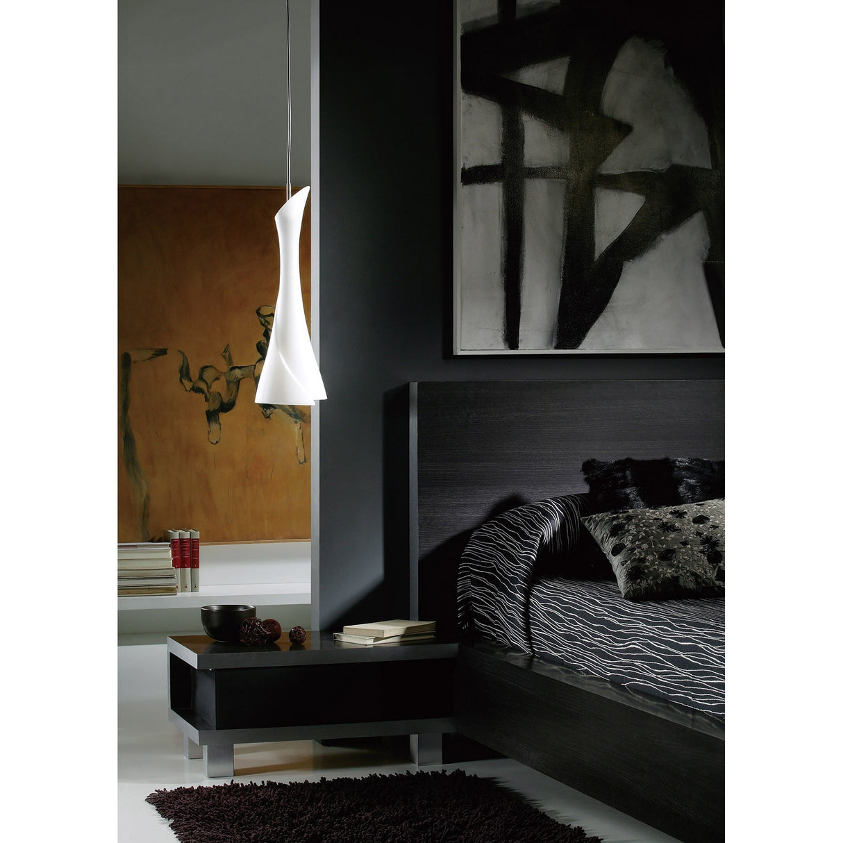 Zack 17cm 1 Light Glass Pendant Light - Satin Nickel