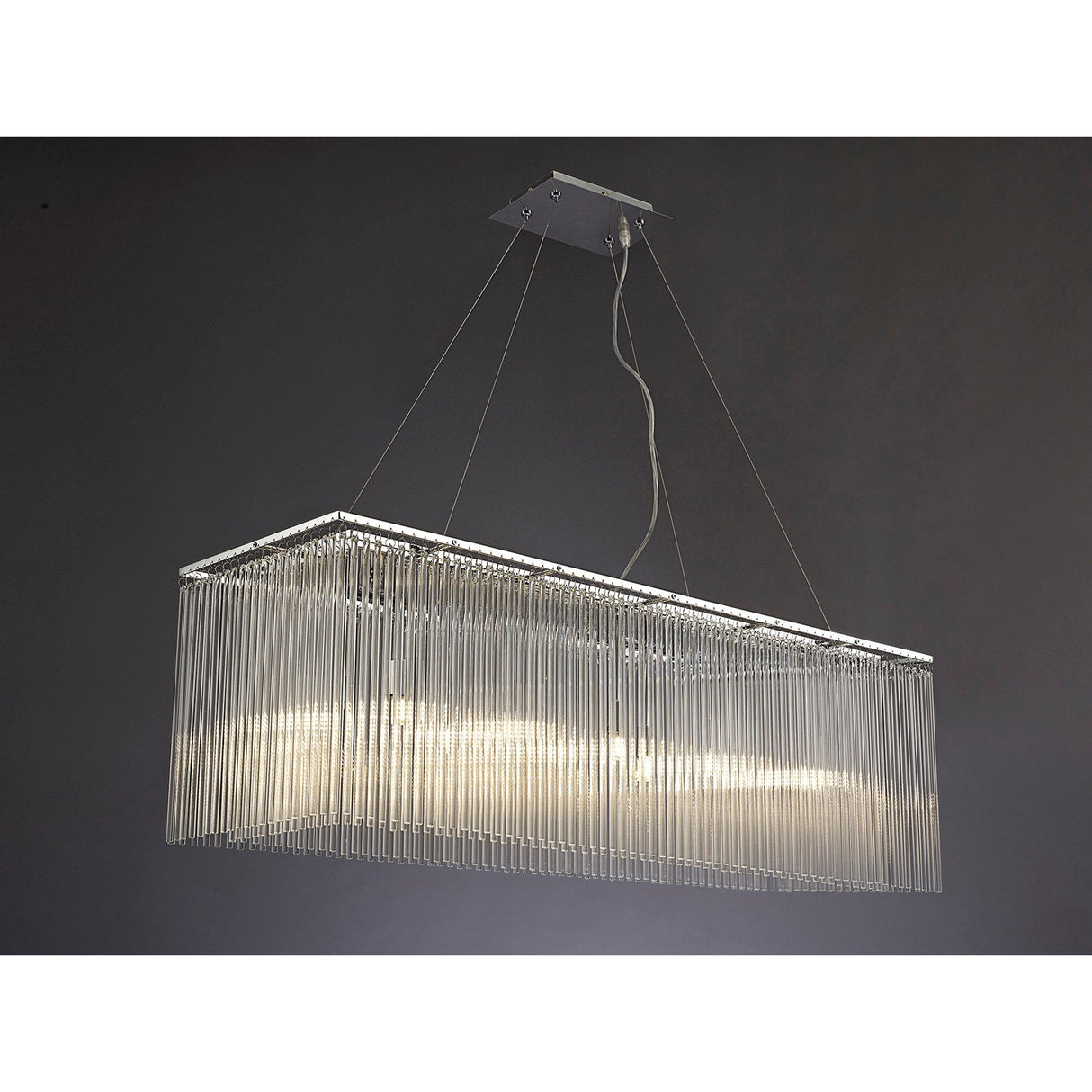 Zanthe 100cm 10 Light Glass Linear Suspension Light - Polished Chrome