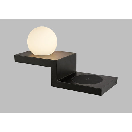 Zanzibar Globe LED Wall Light With Switch & Phone Induction Charger 6W 3000K - Sand Black
