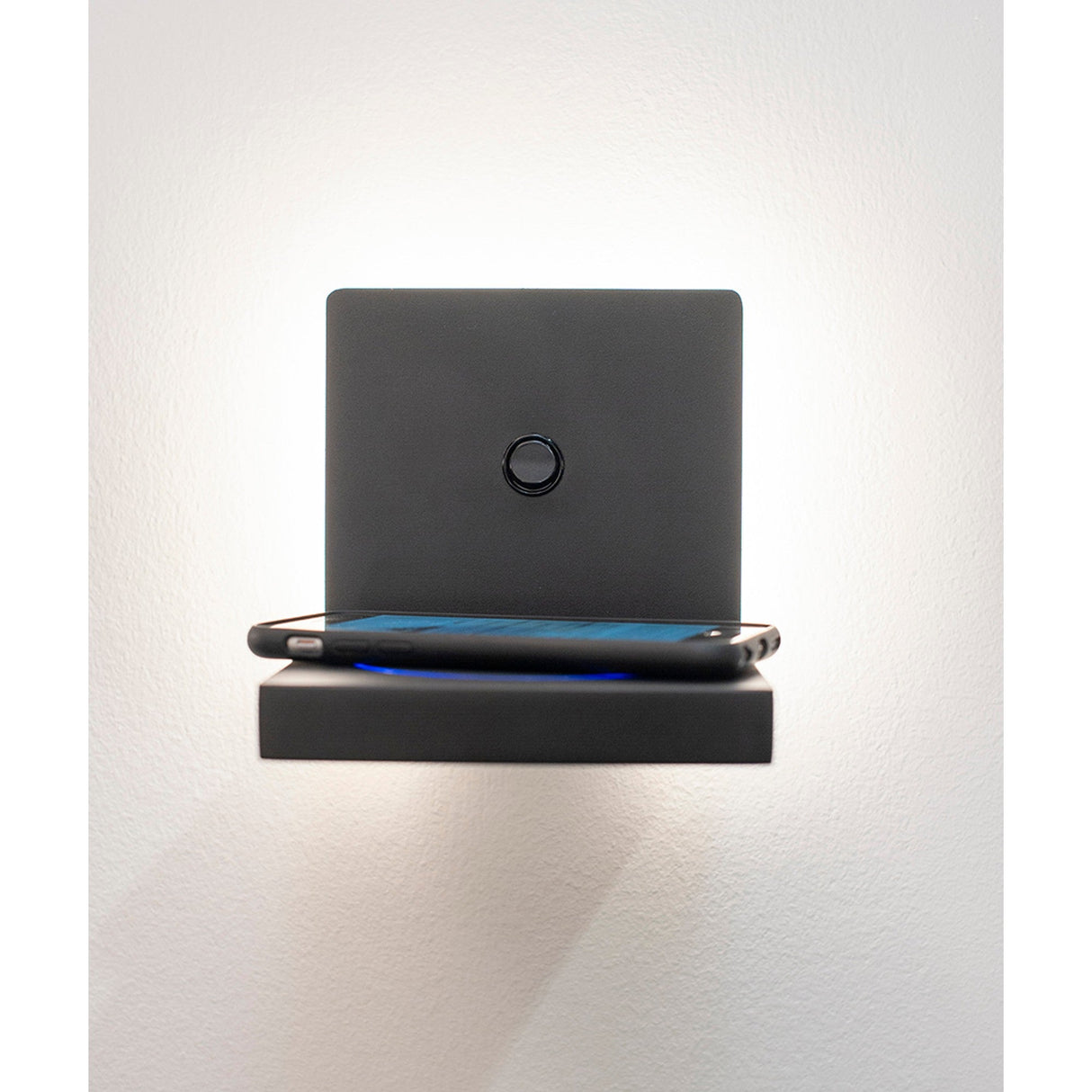 Zanzibar Backlight LED Wall Light With Switch & Phone Induction Charger 3W 3000K - Sand Black