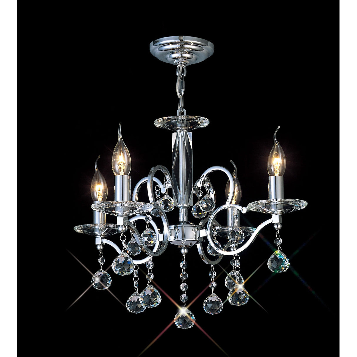 Zinta 50cm 4 Light Crystal Chandelier - Polished Chrome