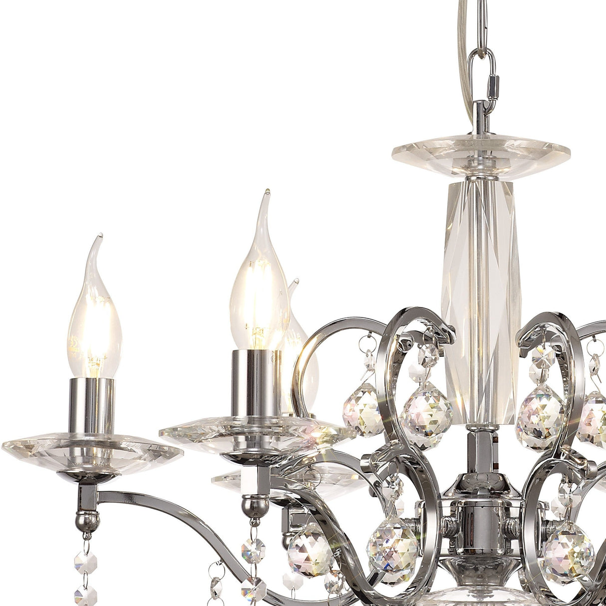Zinta 60cm 6 Light Crystal Chandelier - Polished Chrome