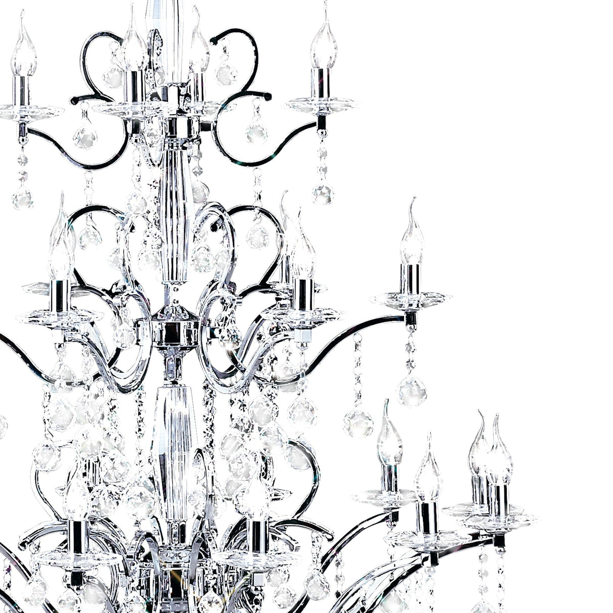 Zinta 100cm 3 Tier 22 Light Crystal Chandelier - Polished Chrome