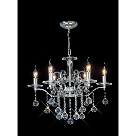 Zinta 60cm 6 Light Crystal Chandelier - Polished Chrome