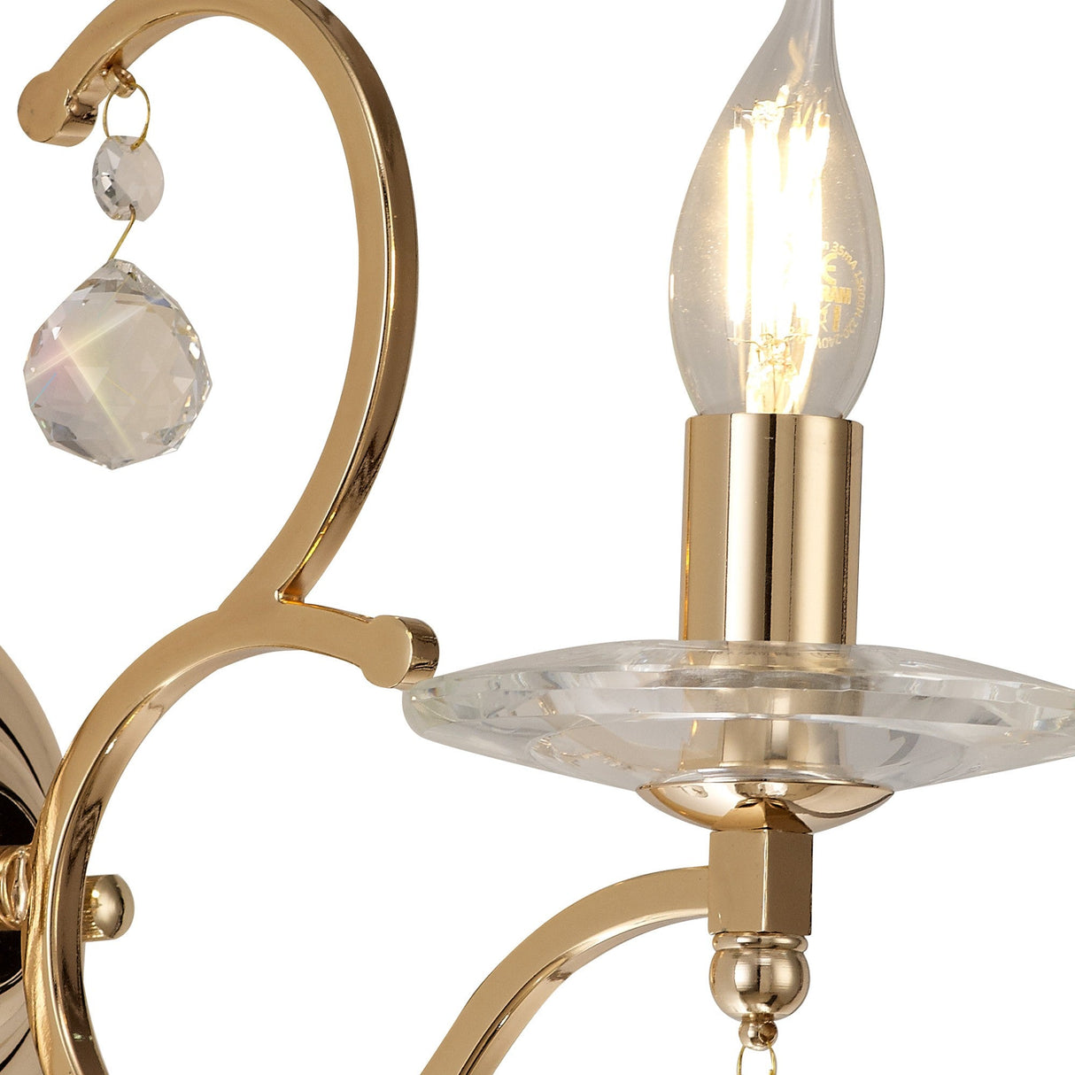 Zinta 1 Light Crystal Wall Light With Switch - Gold