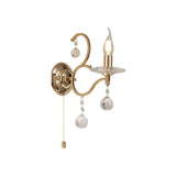 Zinta 1 Light Crystal Wall Light With Switch - Gold