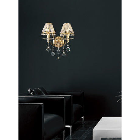 Zinta 2 Light Crystal Wall Light With Switch - Gold