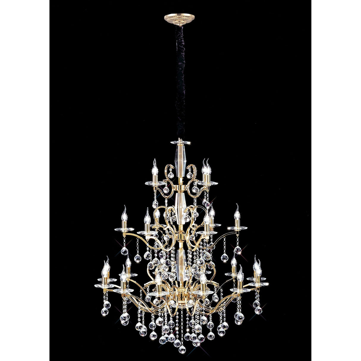 Zinta 100cm 3 Tier 22 Light Crystal Chandelier - French Gold