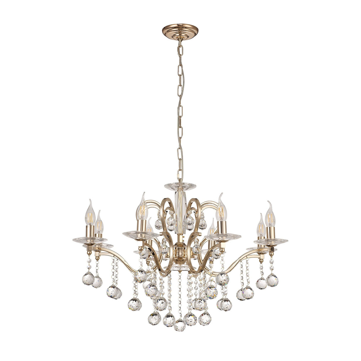 Zinta 75cm 8 Light Crystal Chandelier - French Gold