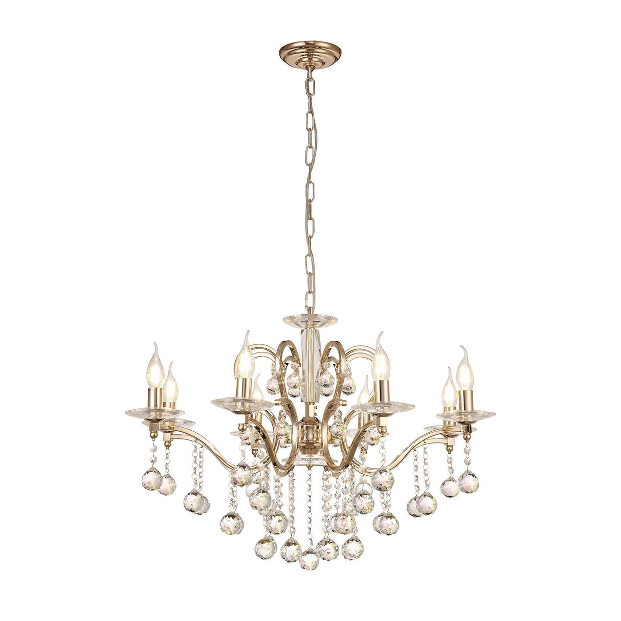 Zinta 75cm 8 Light Crystal Chandelier - French Gold