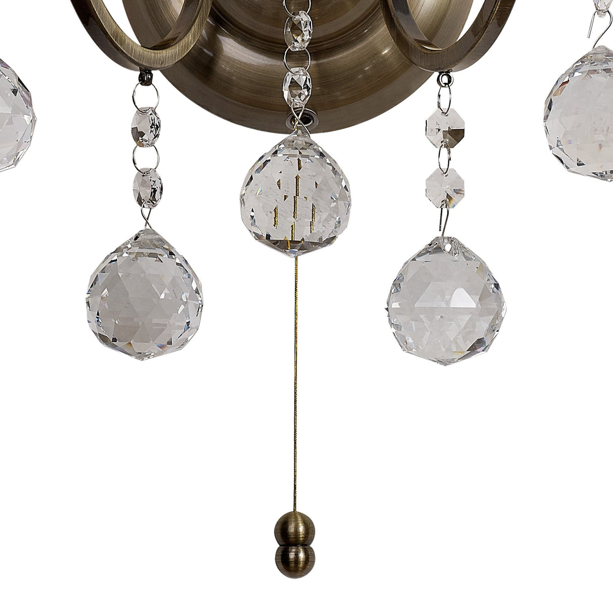 Zinta 2 Light Crystal Wall Light With Switch - Brass