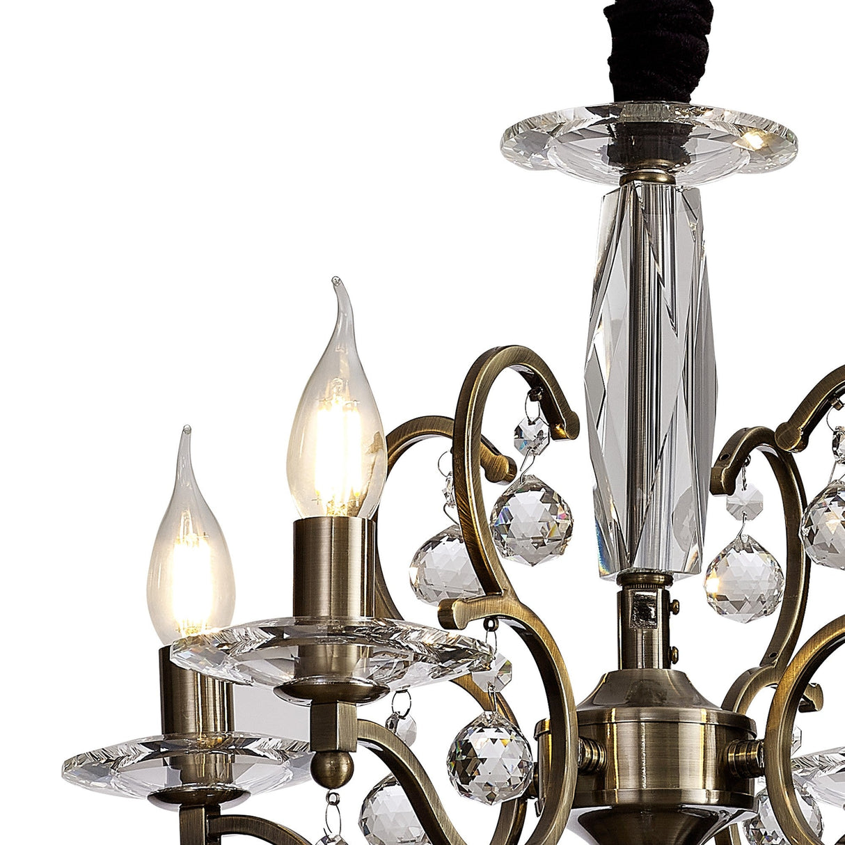 Zinta 50cm 4 Light Crystal Chandelier - Antique Brass