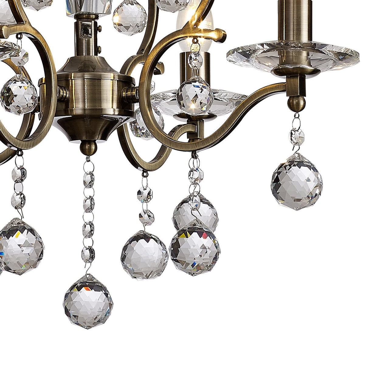 Zinta 50cm 4 Light Crystal Chandelier - Antique Brass