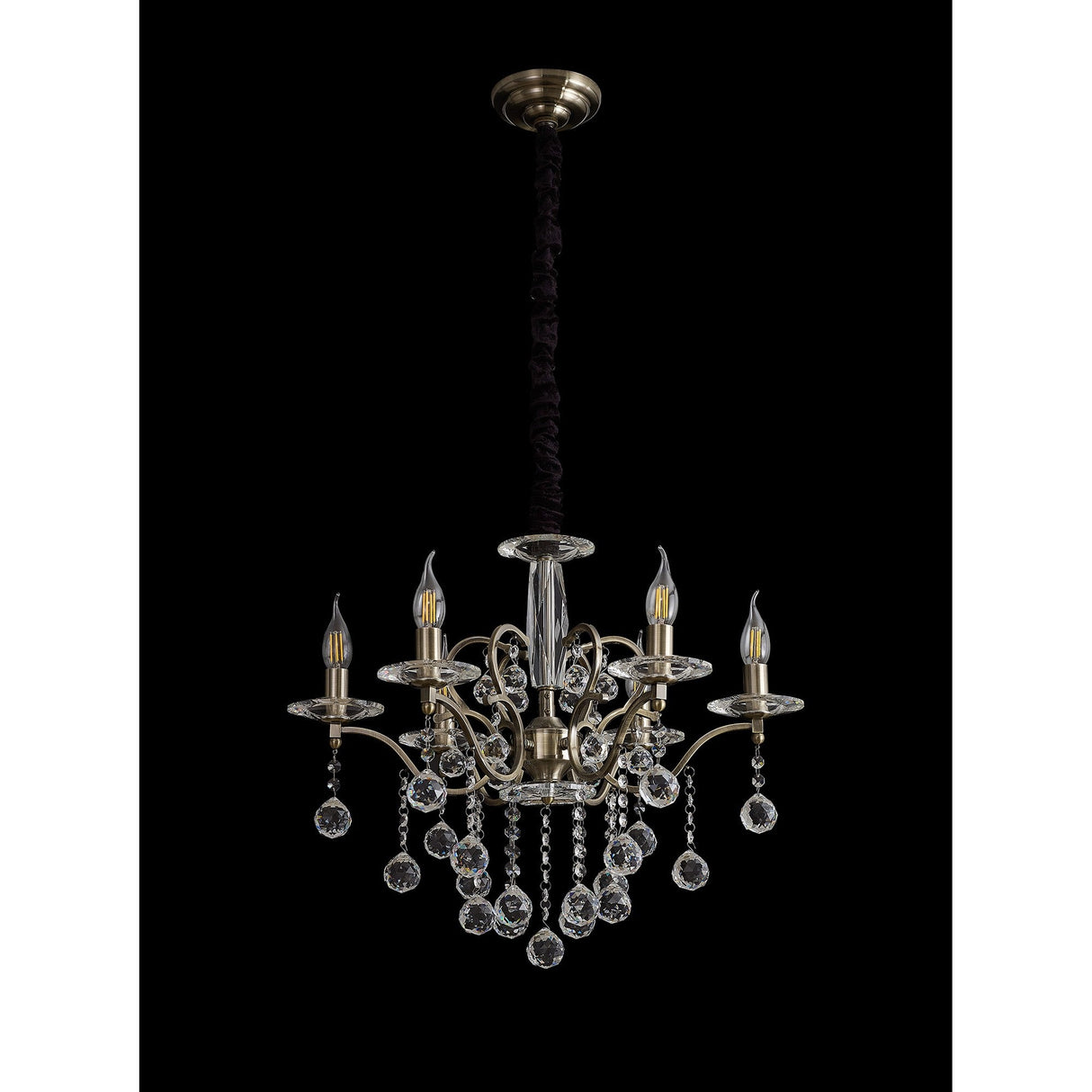 Zinta 60cm 6 Light Crystal Chandelier - Antique Brass