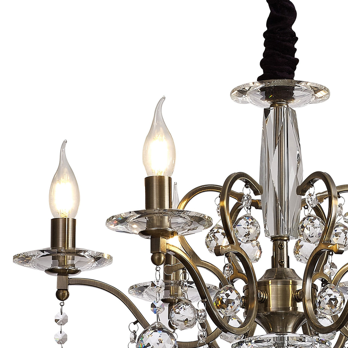 Zinta 60cm 6 Light Crystal Chandelier - Antique Brass