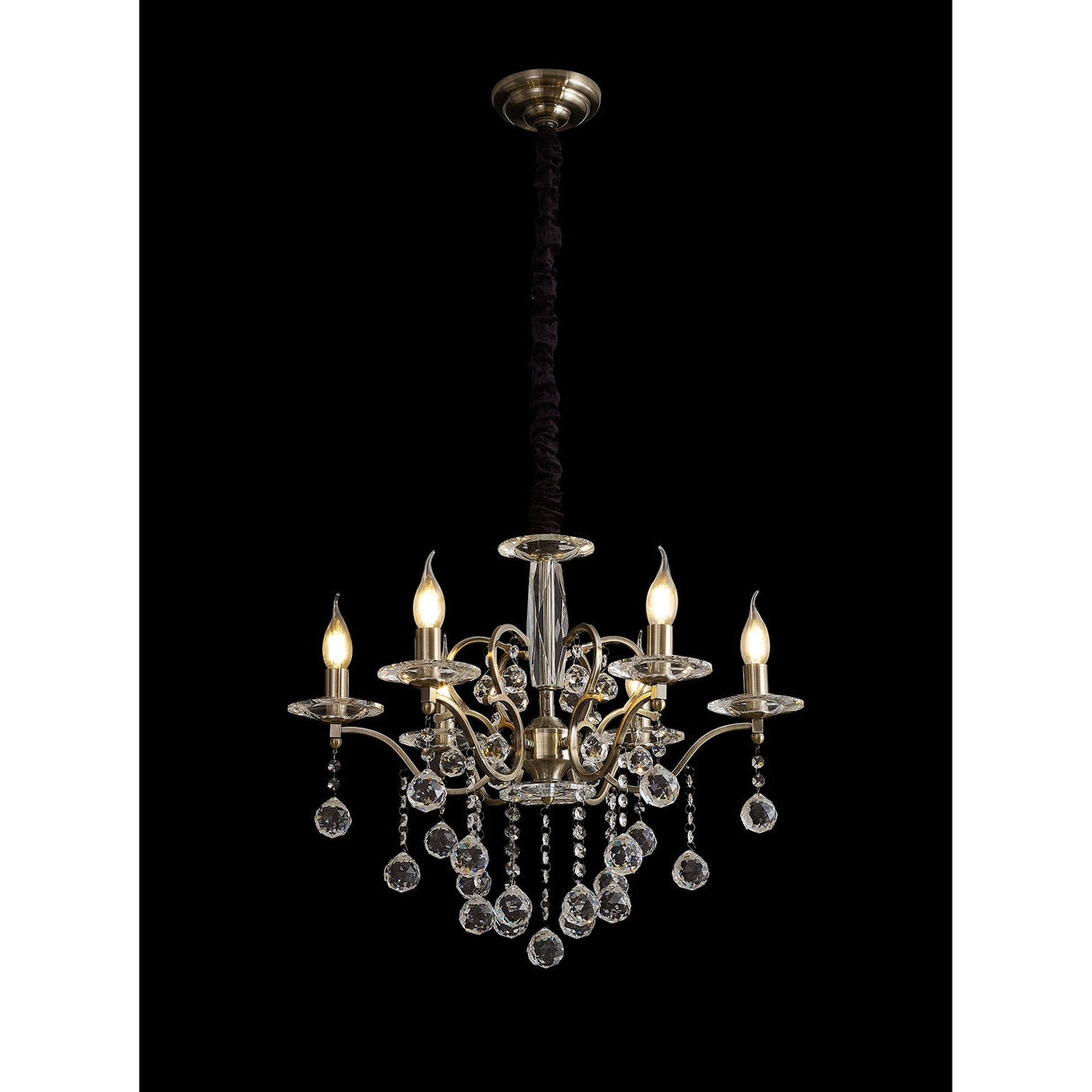 Zinta 60cm 6 Light Crystal Chandelier - Antique Brass