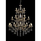 Zinta 100cm 3 Tier 22 Light Crystal Chandelier - Antique Brass