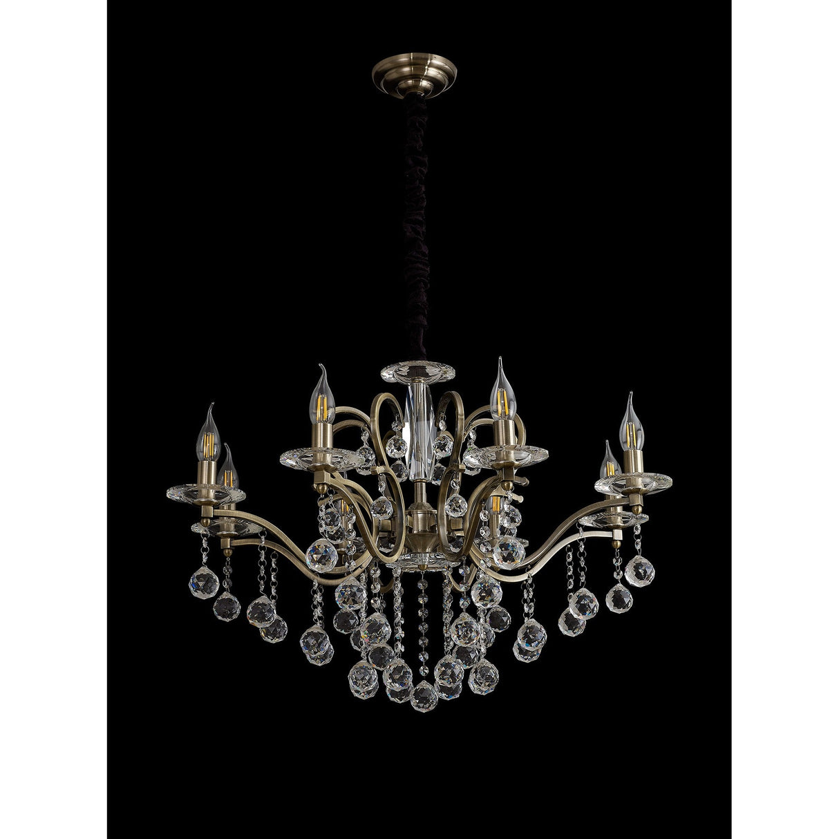 Zinta 75cm 8 Light Crystal Chandelier  - Antique Brass