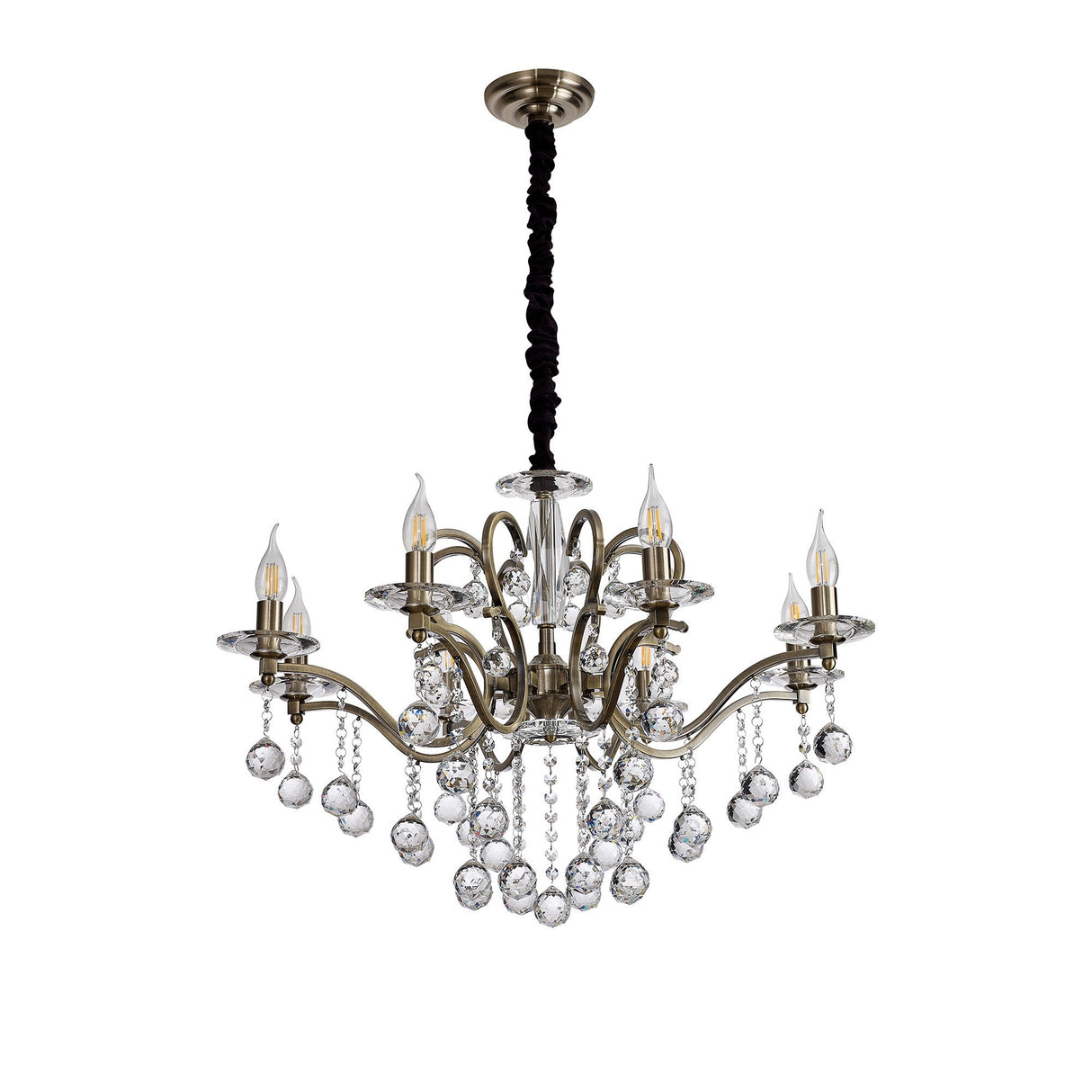 Zinta 75cm 8 Light Crystal Chandelier  - Antique Brass
