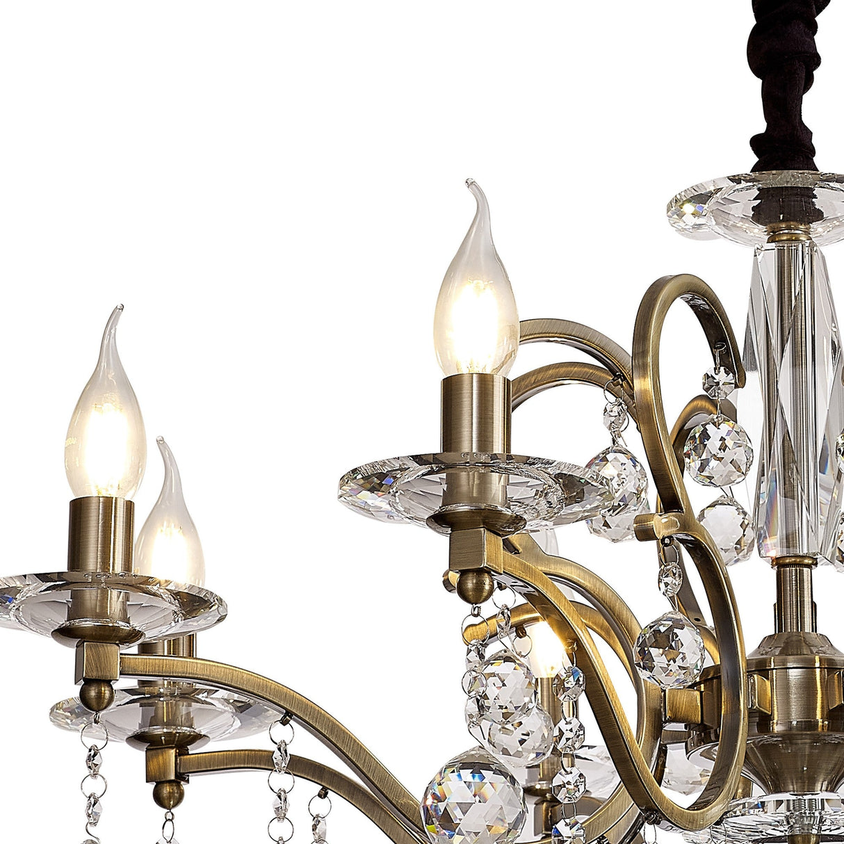 Zinta 75cm 8 Light Crystal Chandelier  - Antique Brass