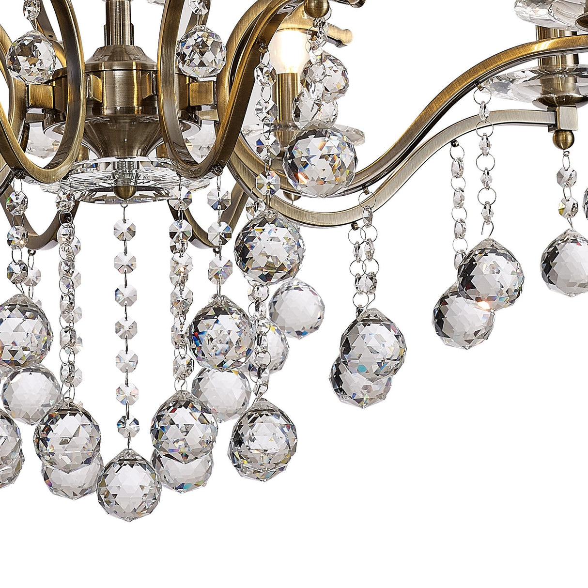 Zinta 75cm 8 Light Crystal Chandelier  - Antique Brass