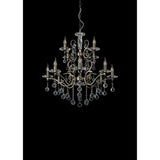Zinta 75cm 2 Tier 12 Light Crystal Chandelier - Antique Brass