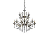 Zinta 75cm 2 Tier 12 Light Crystal Chandelier - Antique Brass