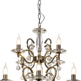 Zinta 75cm 2 Tier 12 Light Crystal Chandelier - Antique Brass