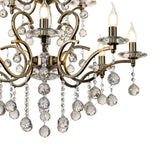Zinta 75cm 2 Tier 12 Light Crystal Chandelier - Antique Brass