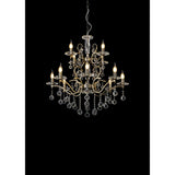 Zinta 75cm 2 Tier 12 Light Crystal Chandelier - Antique Brass
