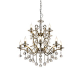 Zinta 75cm 2 Tier 12 Light Crystal Chandelier - Antique Brass