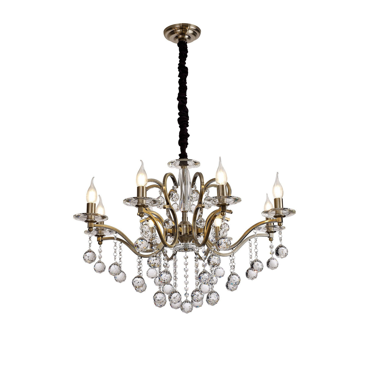 Zinta 75cm 8 Light Crystal Chandelier  - Antique Brass
