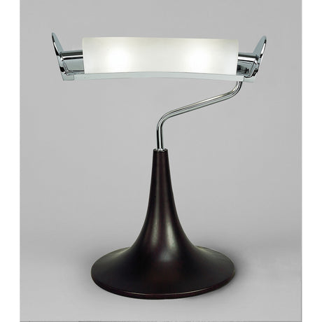Zira 2 Light Wood Table Lamp - Polished Chrome With Frosted White Shade