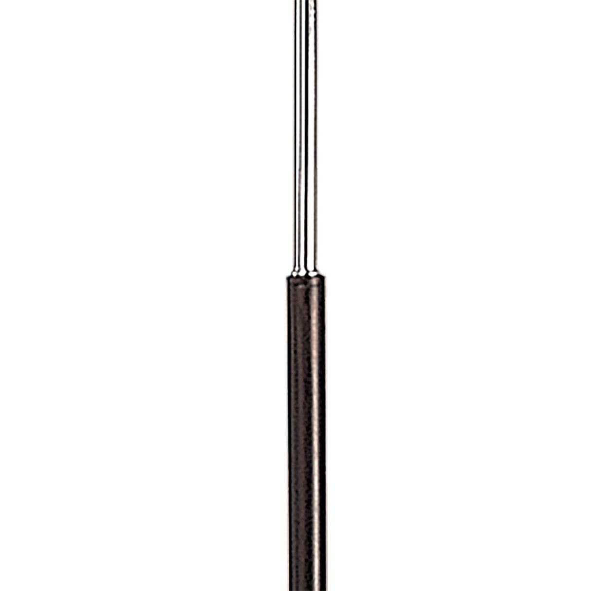 A close-up of the Zira 2 Light Frosted Glass Floor Lamp—featuring a chrome and wenge finish—highlights its sleek, minimalist design inspired by contemporary lighting, with a white background emphasizing its modern style.