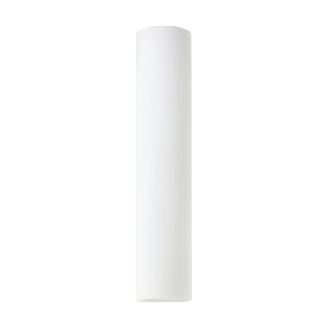 Zola Wall Light in Opal & White, a tall cylindrical matt opal glass shade on a slim white steel backplate, shown upright against a plain white background.