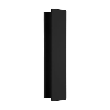 Zubialde LED wall light in black, a slim rectangular aluminium and steel fixture with a flat front plate over a narrower body, shown on a plain white background.