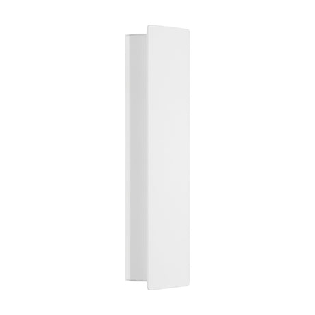 Zubialde LED Wall Light in white, a slim rectangular aluminium and steel fixture with rounded corners, shown at an angle on a plain white background.
